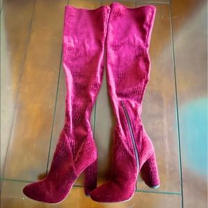 Thigh High Chunky Heel Boots